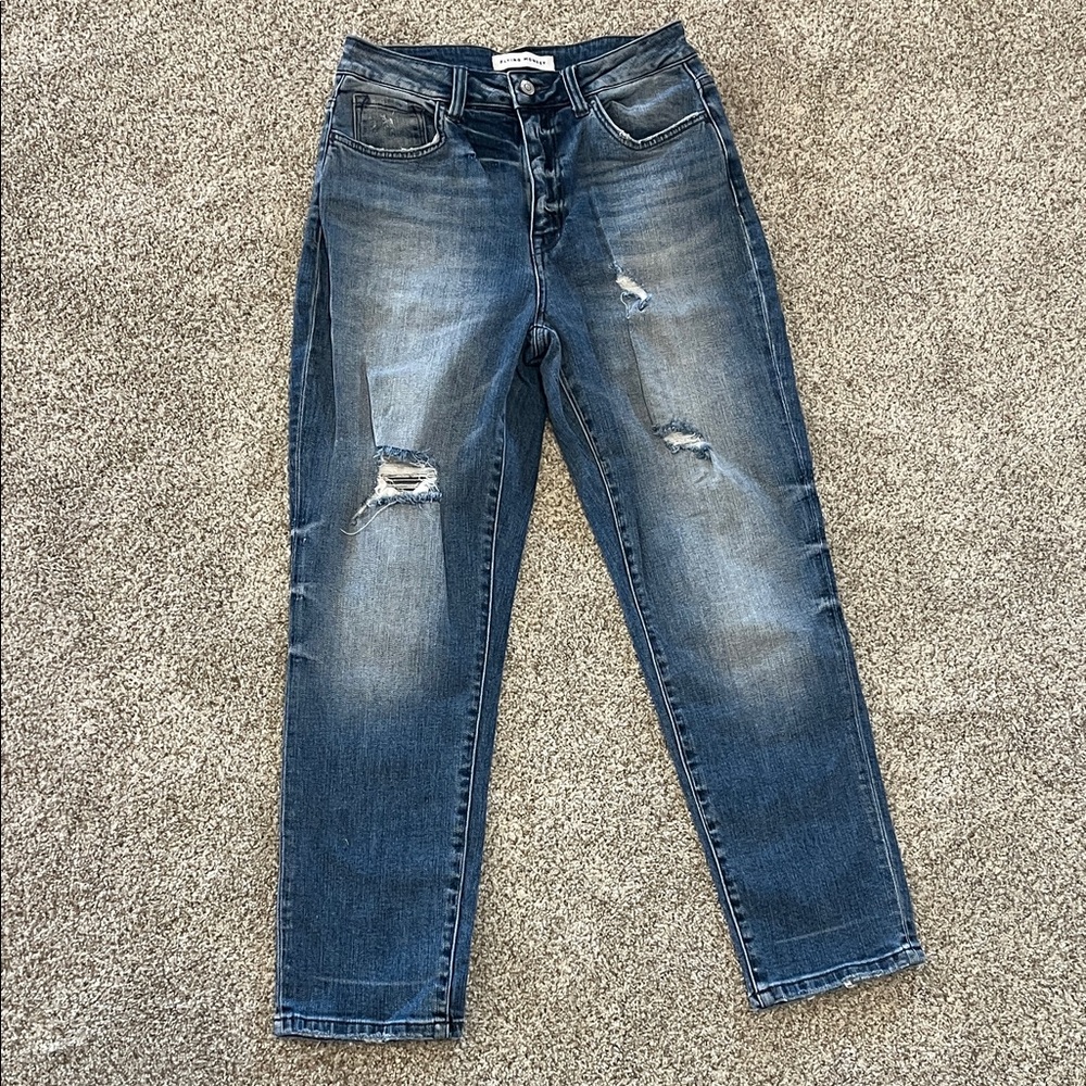 Flying Monkey Dark Blue Distressed Ankle Jeans